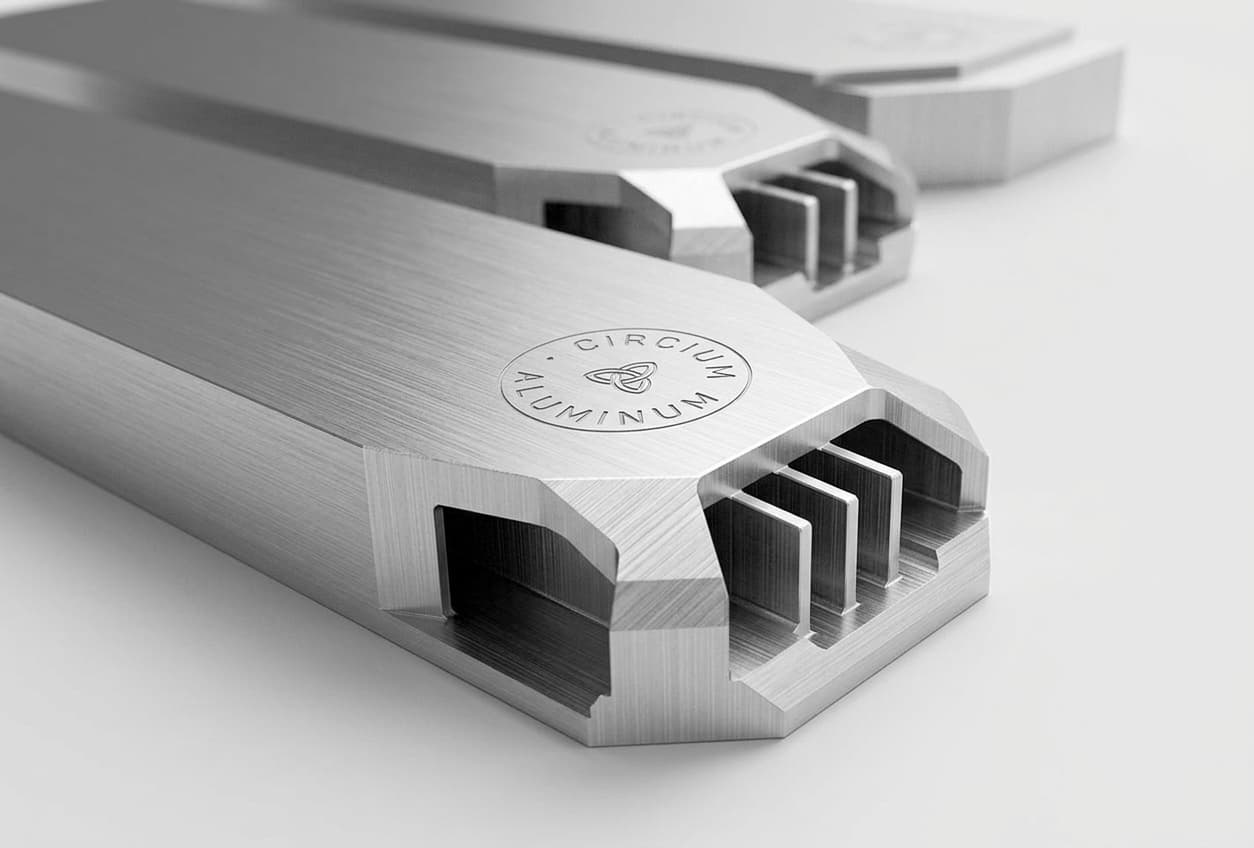 Circium aluminium extrusion with embossed stamp
